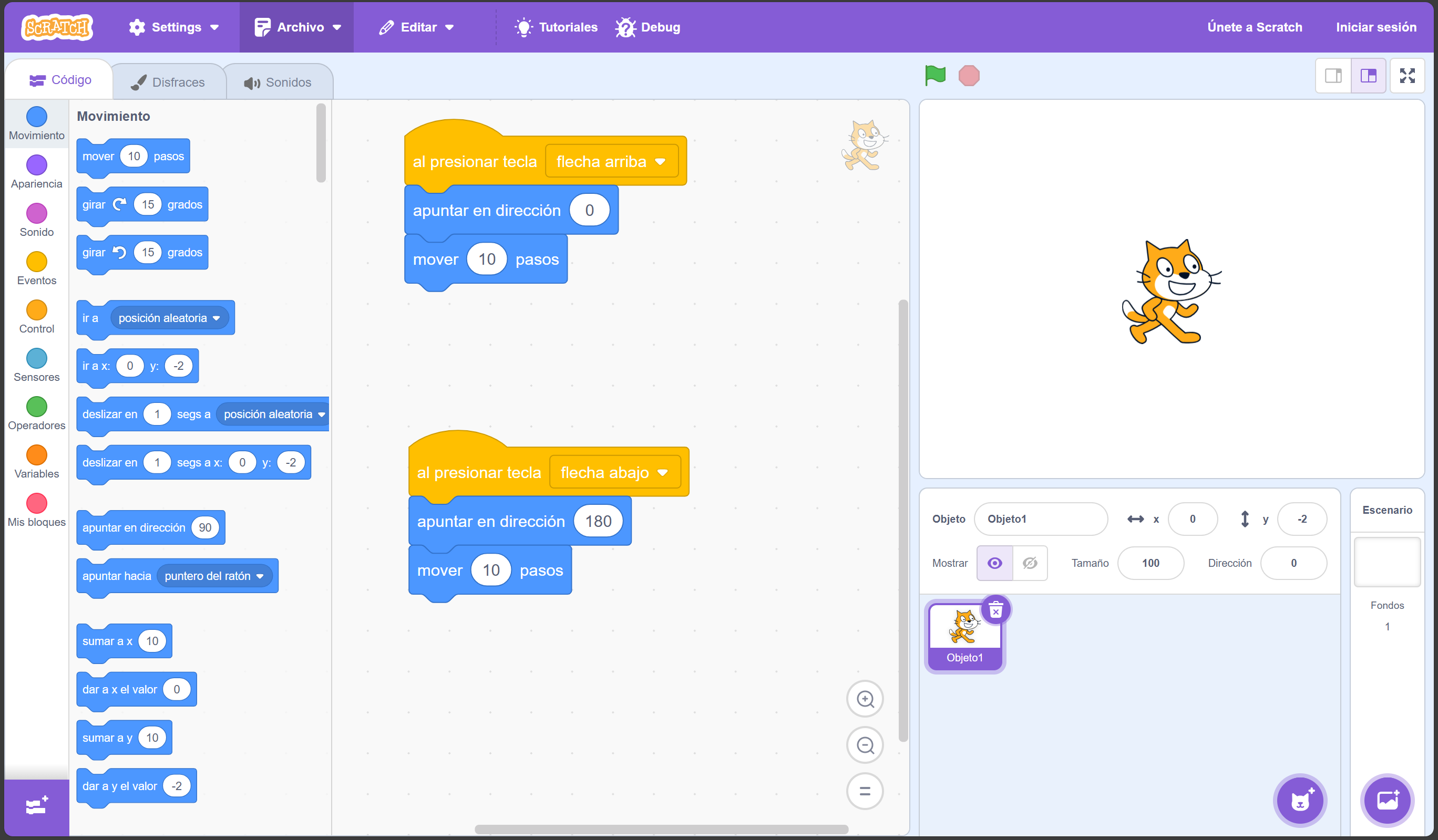 Interfaz de Scratch 3